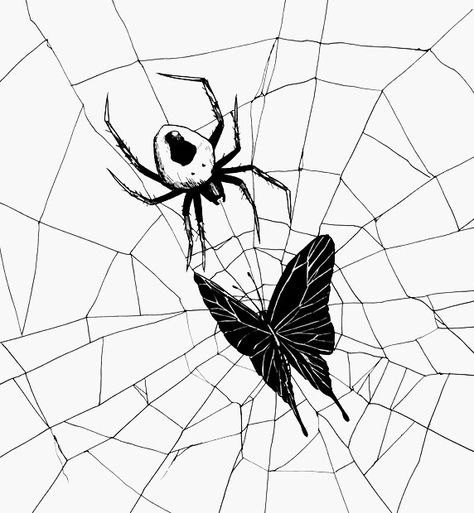 Black butler/ kuroshitsuji Butterfly In Web Tattoo, Spider Web Butterfly Drawing, Butterfly In Spider Web Tattoo, Butterfly Caught In Spider Web, Spider Butterfly Drawing, Trapped In Spider Web, Black Butler Tattoo Ideas, Black Butler Tattoo, Spider And Butterfly