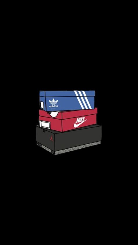 Sneaker Box Wallpaper, Nike Adidas Wallpaper, Nike Box Wallpaper, Clothing Brand Wallpaper, Aesthetic Sneakers Wallpaper, Emoji King, Nike Boxes, Sneaker Cartoon, Sneaker Wallpaper