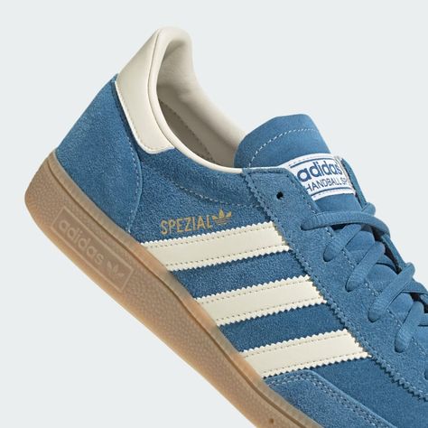 adidas Handball Spezial Shoes - Blue | Unisex Lifestyle | adidas US Adidas Shoes Women Blue, Adidas Shoe Outfits, Handball Spezial Shoes, Addidas Shoes Outfit Ideas 2023, Adidas Handball Spezial Blue, Spezial Adidas Shoes, Blue Spezials, Stockholm Style Shoes, Adidas Shoes Outfit Women