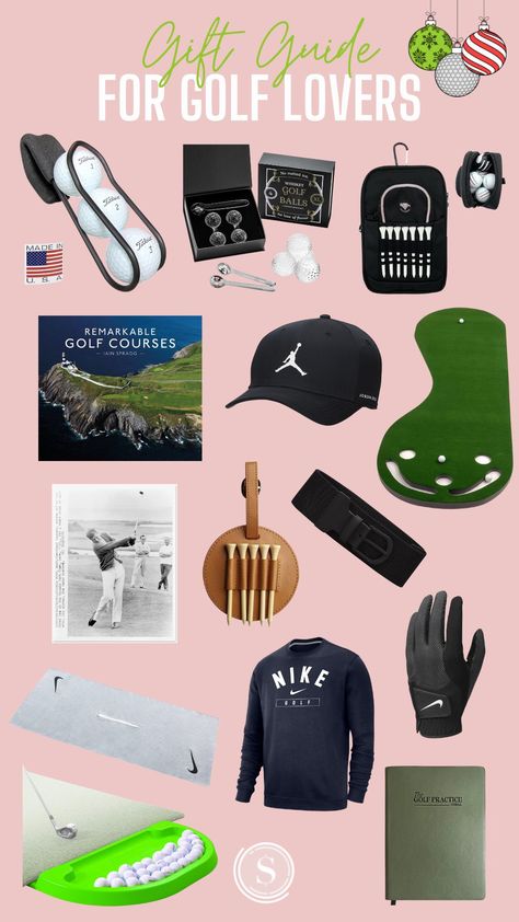 All the best gifts to give the golf lover in your life this Christmas! Gifts For Golf Lovers, Golf Basket Ideas For Men, Christmas Gift Ideas For Boyfriend, Golf Ball Holder, Golf Christmas, Christmas Gifts For Dad, Golf Christmas Gifts, Christmas Golf, Ball Holder