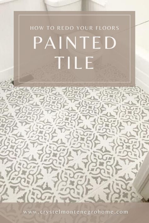 Discover how to give your tile floors a stunning makeover with our step-by-step painting tutorial! Learn how to transform outdated or plain tiles into a work of art with the right techniques and colors. Whether it's a kitchen, bathroom, or entryway, painting tile floors can breathe new life into your space and add a touch of personality. Click to explore our tips and unleash your creativity with this budget-friendly home improvement project! How To Retile Bathroom Floor, Painting Tile Floors Bathroom, Painting A Tile Floor, Floor Stencil Patterns, Entryway Painting, Transformation Painting, Tile Around Bathtub, Bathroom Stencil, Painting Bathroom Tiles