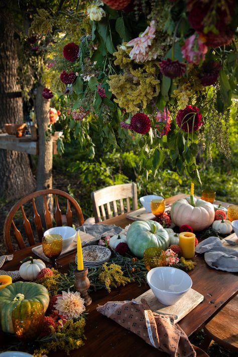 Wiccan Themed Party, Prairie Party Ideas, Autumnal Party Decor, Autumn Equinox Decorations, Autumnal Birthday Party, Fall Equinox Decorations, Fall Garden Tea Party, Harvest Tea Party, Autumn Garden Party Wedding