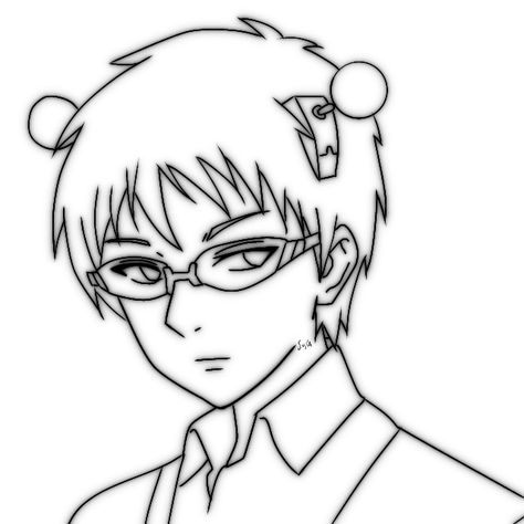 Black and white, blurred profile picture of saiki k Saiki K Coloring Pages, Saiki Black And White, Saiki Drawing Sketch, Saiki K Drawing Sketch, Saiki K Black And White, Saiki K Profile Picture, Saiki Sketch, Saiki K Sketch, Saiki K Tattoo