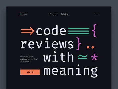 Recodio Website Concept by Kyle Adams on Dribbble Coding Quotes, Website Interface, Dribbble Design, Website Concept, Directory Design, Website Design Layout, Grafic Design, Design Jobs, Interface Design