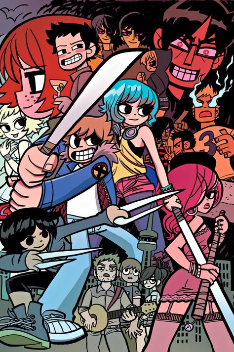 Scott Vs The World, Kunstjournal Inspiration, Bryan Lee O Malley, Scott Pilgrim Comic, Bryan Lee, Ramona Flowers, Scott Pilgrim Vs. The World, Comic Manga, Vs The World