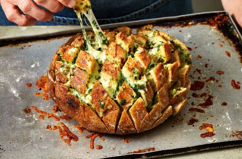 Tear & Share Hedgehog-style Wild Garlic Bread Recipe | Waitrose & Partners Pull Apart Garlic Bread, Cheesy Pull Apart Bread, Waitrose Food, Candied Orange Slices, Garlic Bread Recipe, Wild Garlic, Pull Apart Bread, Sweet Citrus, Healthy Veggies