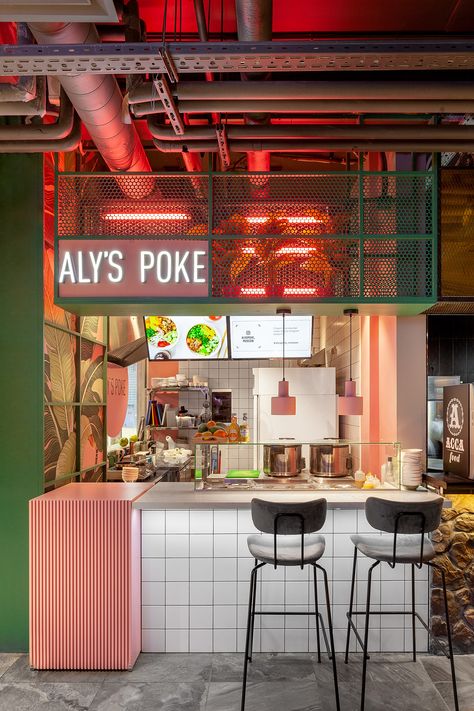 Poke Restaurant Interior, Urban Restaurant Design, Pizza Takeaway, Retail Restaurant, Canteen Design, Big Rabbit, Restaurant Counter, Asian Bistro, Modern Restaurant Design