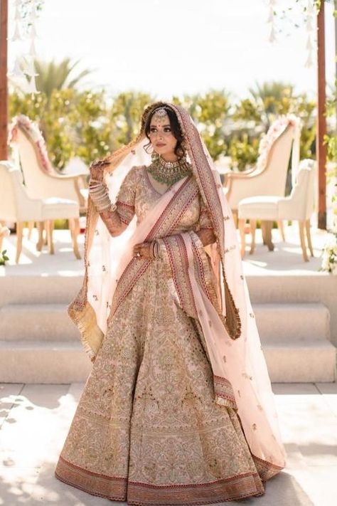 Planning to wear a pink bridal lehenga at your wedding? Here are 50+ bridal lehengas in all shades of pink to inspire you. Baby Pink Bridal Lehenga, North Indian Bride, Lehanga Bridal, Bridal Lehenga Images, All Shades Of Pink, Lehenga Images, Pink Bridal Lehenga, Peach Lehenga, Shine Like A Diamond