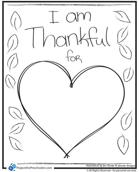 Thanksgiving I Am Thankful For Printable, Thankful Coloring Pages Free Printables, Thanksgiving Colouring Printables, Thankful Coloring Pages, I Am Thankful For Printable, Thankful Crafts, Heart Coloring Page, Thankful Activities, Valentine Toddler