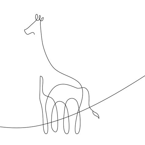 One Line Giraffe, One Line Animals, Continuous Line Tattoo, Animal Line Drawings, One Line Tattoo, One Line, Line Art Flowers, Botanical Line Drawing, Giraffe Art