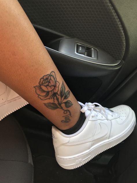 Rose On Ankle Tattoo, Ankle Tattoo Ideas Female, Side Of Ankle Tattoo, Rose Ankle Tattoos For Women, Ankle Tattoo Black Women, Side Ankle Tattoos For Women, Rose Tattoo Ankle, Rose Ankle Tattoo, Small Ankle Tattoo