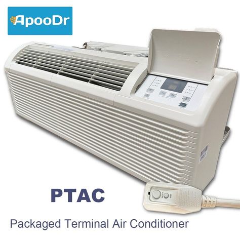 ApooDr 12000 BTU PTAC Packaged Terminal Air Conditioner & Heat Pump 208/230V With 3500W Electric Heater WHAT IS PTAC AND PTHP UNIT? Packaged Terminal Air Conditioners (PTAC) and Packaged Terminal Heat Pumps (PTHP) are ductless, convenient, all-in-one heating and cooling solutions for commercial spaces. It is a type of self-contained heating and air conditioning system commonly found in hotels, motels, senior housing facilities, hospitals, condominiums, apartment buildings, add-on rooms & sunrooms. They don't required ducting because they slide into the wall for installation. One side supplies conditioned air inside and the other side ventilates outside. Their work horse capacity, compact design (standard 42" width and slim profile) coupled with high tech functions bump them to the commerci Garage Air Conditioner, Air Conditioning Design, Garage Bar Ideas, Macys Bedding, Farm Supplies, Ductless Air Conditioner, Senior Housing, Air Conditioner Units, Heat Pump System