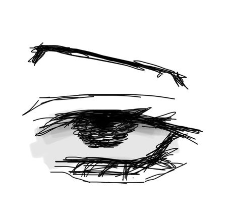 Creepy Drawing Inspiration, Squinty Eyes Drawing, Worried Eyebrows Drawing, Eye Drawing Tutorials Male, Scared Eyes Drawing Reference, Tried Eyes Drawing, Tired Eye Reference, Eye Roll Drawing Reference, Emo Eye Drawing