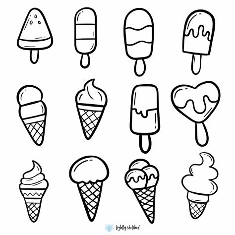 Easy Doodles | Cute and Easy Doodles to Draw | Lightly Sketched Easy Doodle Art Drawing Flowers, Small Easy Doodles To Draw, Easy Drawings For Wall, Cute Easy Drawings With Color, Doodle Food Art Drawings, Cute Shapes To Draw, Cute Doodle Inspiration, Cute Mini Food Drawings, Easy Food To Draw