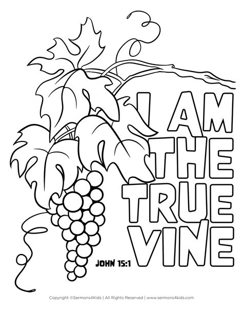 The true vine - John 15:5 #childrenssermon #Sundayschool #kidmin #childrenschurch #childrensmessage #Sundayschoollesson #Biblelesson John 15:5, Bible Illustrations Art, Sermons For Kids, Youth Bible Lessons, Bible Drawings, Family Service, Bible Journaling Printables, Vine And Branches, Sunday School Coloring Pages