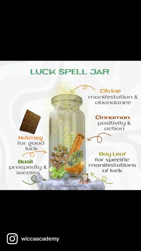 Healing Spells For Others Health, Healing Spell Jars Recipes, Luck Spell Jar, Health Spell, Money Spells Magic, Luck Spell, Happiness Spell, Magic Kitchen, Witches Jar