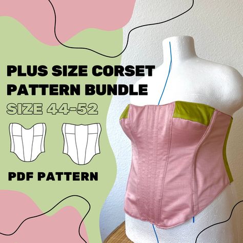 Corset Top Sewing Pattern, Corset Top Sewing, Corset Top Pattern, Plus Size Corset Tops, Unique Sewing Patterns, Pattern Package, Beginner Sewing Patterns, Plus Size Patterns, Bodice Pattern