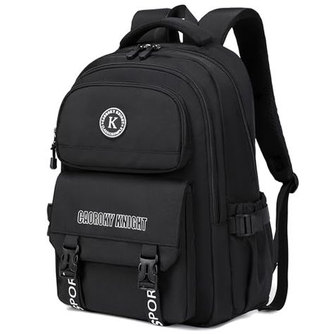 Caoroky knight laptop backpack 15.6 inch for women men large college bookbag school bag for kids teens girls boys students elementary back pack anti theft travel daypack work business rucksack-Black Collage Bag, Collage Backpack, Business Rucksack, Model Tas, Travel Daypack, School Bags For Kids, Anti Theft, School Bag, Laptop Backpack