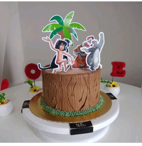 Jungle Book Theme Cake, Jungle Book Cake Ideas, Mowgli Cake, Mogli Jungle Book, Jungle Book Cake, Bon Voyage Cake, Jungle Book Birthday, Jungle Theme Cakes, Book Cakes