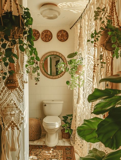 Boho Bathroom Ideas: Moroccan-Inspired Tiles Green And White Boho Bathroom, Plant Inspired Bathroom, Boho Bathroom Sink Decor, Hippy Bathroom Decor, Granola Bathroom, Refreshing Bathroom Ideas, Jungle Bathroom Aesthetic, Bathroom Ideas Tan Tile, Bohemian Restroom