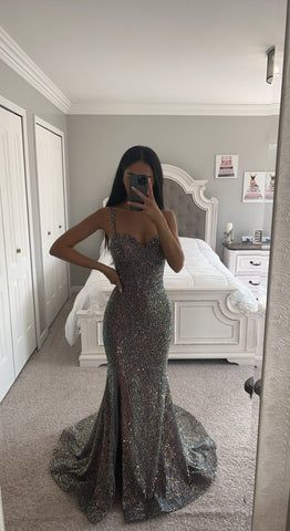 Corset Gown Prom Dress, Tight Sheer Top Corset Prom Dress, Silver Prom Dress Aesthetic, Mesh Corset Prom Dress, Fancy Corset Dress, Corsette Dress Prom, Unique Prom Dresses 2022, Silver Prom Dress Sparkly, Simple Elegant Prom Dresses