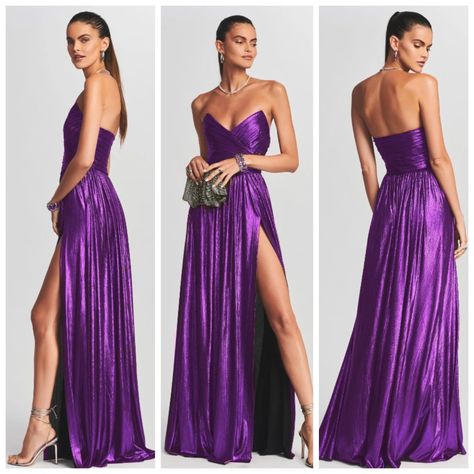 Retrofete Waldorf Purple Metallic Maxi Dress. Size Xs Tags Included Approx Measurements In Pics. Comes From A Smoke/Pet Free Home + Fast Ship! Purple Metallic, Dress Gown, Color Purple, Gowns Dresses, Strapless Dress, Maxi Dress, Pet, Tags, Purple