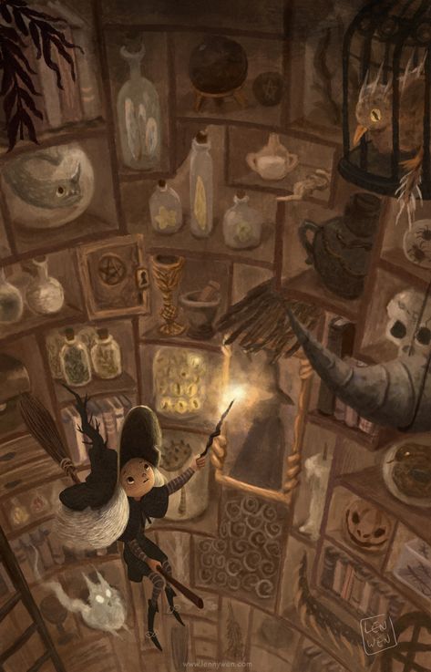 The Secret Library on Behance Witch Library, Wizard Library, Wizard Illustration, Library Illustration, Witch Artwork, Library Drawing, Wizard Tower, Secret Library, Witches House