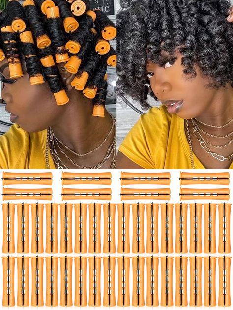 Orange  Collar    Tool Set Embellished   Beauty Tools Film Fancy Dress, Spiral Perm, Perm Rod Set, Hair Orange, Hair Perm, No Heat Hairstyles, Long To Short Hair, Perm Rods, Professional Hair Dryer