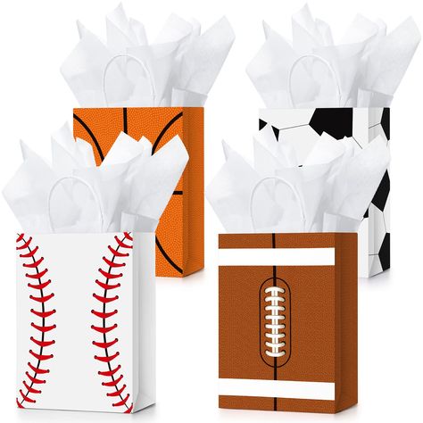 PRICES MAY VARY. Packaging Products to Serve You: the package includes 16 pieces of sports goody bags and 16 pieces of tissue paper, you can put the tissue into the sports bags to decorate your gifts; Sufficient quantity to meet your needs and replacement Proper Size to Place Items: these sports treat bags for team measure approx. 21 x 15 x 8 cm/ 8.27 x 5.9 x 3.15 inches, and the tissue paper is approx. 75 x 50 cm/ 29.5 x 20 inches; Suitable sizes allows you to put various objects Reliable Mater Boys Birthday Decoration, Sports Themed Party Favors, Vintage Baseball Party, Baseball Treats, Birthday Party Treat Bags, Baseball Party Favors, Baseball Theme Party, Sports Theme Birthday, Boy Birthday Decorations