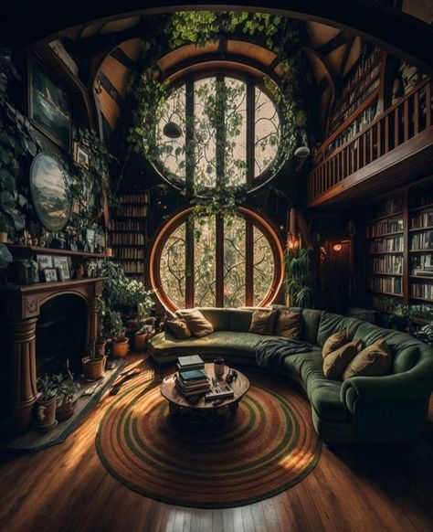 Art Deco Room Ideas, Dark Academia House Exterior, Witch House Interior, Chic Shadow, Garden Escape, Magical House, Fantasy Rooms, Bedroom Trends, Hobbit Hole