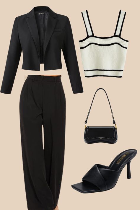 Discover timeless elegance with this chic monochrome business casual outfit. Elevate your work wardrobe with this sophisticated ensemble, perfect for making a statement in the office. Explore the power of black and white with effortless style and class. #BusinessCasual #WorkWardrobe #MonochromeFashion Woman Black And White, Fashion Trend Board, Monochrome Black And White, Business Casual Outfit, Black And White Outfit, Badass Style, Monochrome Fashion, Work Wardrobe, Business Casual Outfits