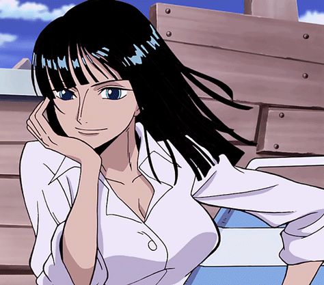 Nico Robin, Black Hair, A Woman, One Piece, Hair, Blue, White, Black