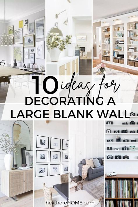 How To Decorate A Large Wall - 10 Designer Approved Ideas - Hey There, Home Farmhouse Decor For Large Wall Space, Feature Wall Art Ideas, Wall Art Displays, How To Place Wall Decor, How To Decorate Big Walls, Wall Decor Narrow Wall, Collage Wall Over Bed, Large Living Wall Decor Ideas, Long Walls Decor Ideas Living Room