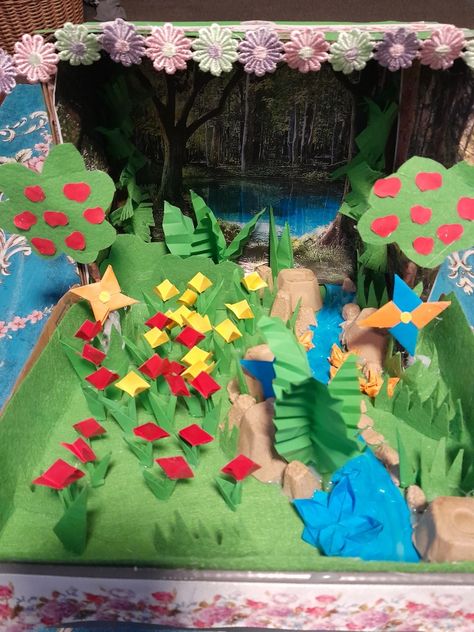 Diorama garden forest creek origami Origami Diorama, Forest Diorama, Forest Creek, Garden Forest, Forest Garden, Art Inspo, Origami, Prince, Forest