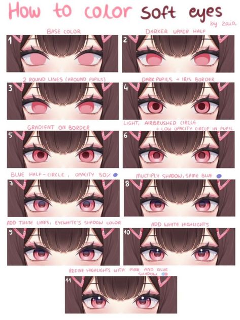 How To Render Eyes Digital Art, Lukisan Fesyen, Digital Art Tutorial Beginner, Manga Tutorial, Eye Drawing Tutorials, Paint Brush Art, Digital Art Beginner, Art Tools Drawing, Sketches Tutorial