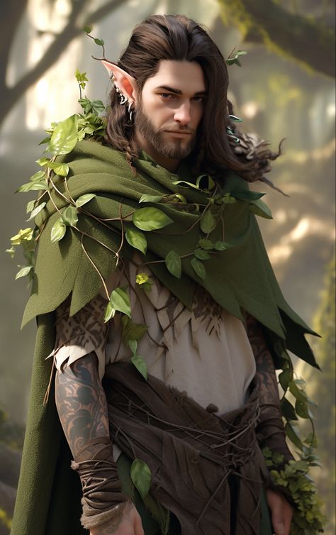 Male Woodland Creature Costume, Mens Druid Costume, Druid Cosplay Male, Male Fairy Cosplay, Druid Aesthetic Male, Elf Costume Male, Green Man Costume, Male Elf Cosplay, Dnd Elf Male