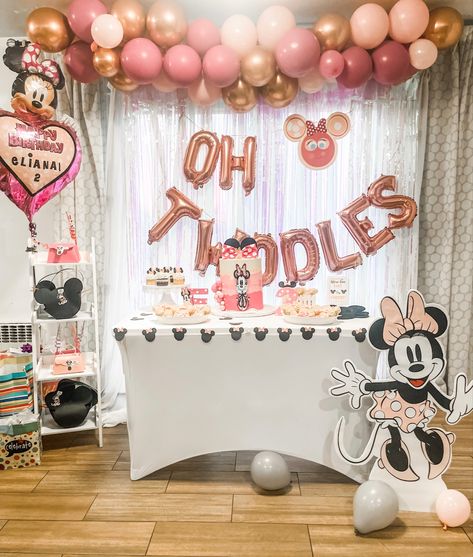 Oh Twodles Birthday Pink, Minnie Twoodles Party, Im Twodles Birthday Party, Oh Twodles Balloon Arch, Minnie Mouse Second Birthday Party Ideas, Oh Twodles Backdrop, 2nd Birthday Party Minnie Mouse, Two Year Old Minnie Birthday Party, I’m This Minnie Birthday