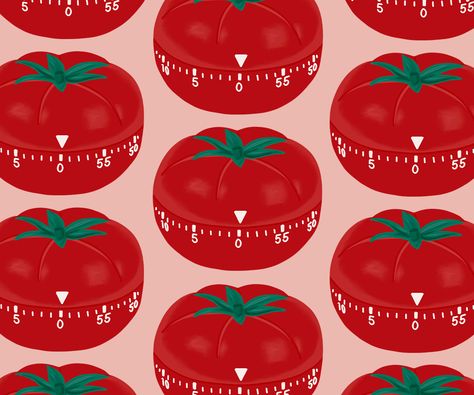 Pomodoro Technique Aesthetic, Pomodoro Timer Aesthetic, Tomato Wallpaper, Pomodoro Technique App, Tomato Timer, Design Prompts, The Pomodoro Technique, Pomodoro Timer, Tomato Girl