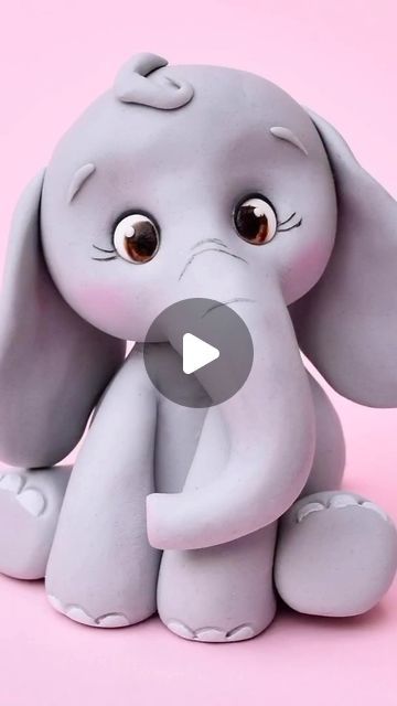 Clay Elephant Tutorial, Cute Fondant Animals, Fondant Figurines Tutorials, Elephant Fondant Tutorial, Elephant Clay Art, How To Make Fondant Animals, Elephant Fondant Topper, Elephant Cake Ideas, Fondant Animals Tutorial