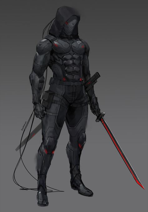 Soldier Oc, Futuristic Ninja, Stealth Armor, Ninja Armor, Futuristic Samurai, Armadura Ninja, Superhero Art Projects, Stealth Suit, Futuristic Armor