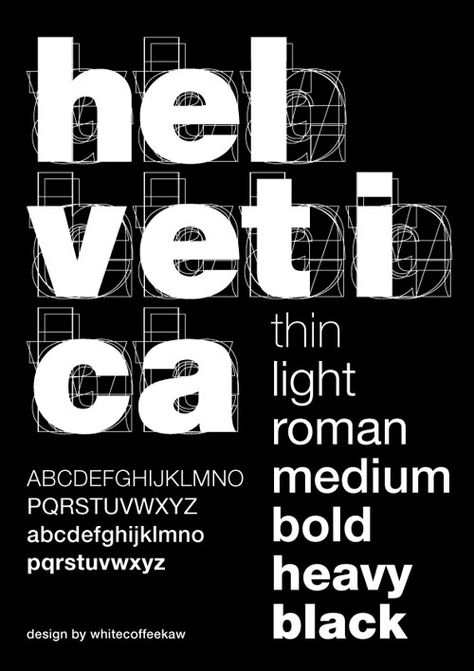 Explaining variations of Helvetica | Whitecoffeekaw Helvetica Typography, Poster Tipografi, Typeface Poster, Helvetica Font, Letter Poster, Typographic Poster Design, Anatomy Poster, Typo Poster, Graphisches Design