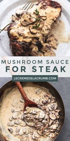 Mushroom Sauce For Steak, Steak Diane Recipe, Steak Toppings, Sauce For Steak, Steak Sauce Recipes, Steak Diane, Makanan Italia, Mushroom Sauce Recipe, Makanan Diet