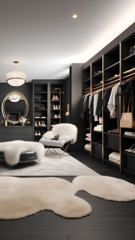 Dark Master Closet, Modern Luxury Dressing Room, Amazing Mansions, Luxury Dressing Room, Simple Bed Designs, Dream Closet Design, Luxury Closets Design, Bed Design Modern, Luxury House Interior Design