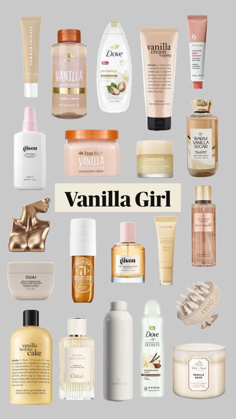 vanilla girl must haves that you need. Body Wash That Smells Good, Vanilla Body Care Routine, Vanilla Skincare, Vanilla Body Care, Vanilla Makeup, Vanilla Products, Vanilla Style, Fragrances Perfume Woman, Basic Skin Care Routine