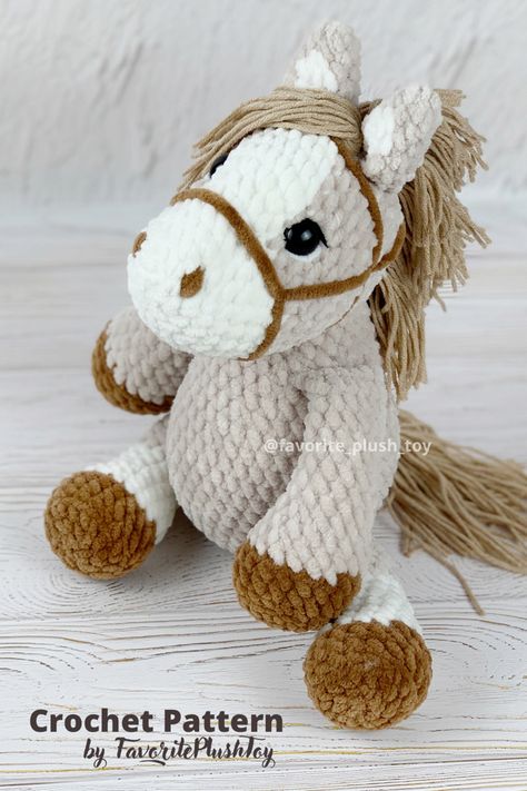 Crochet pattern Cute Teddy Horse, stuffed amigurumi horse, plushie  pattern. Horse Crochet Pattern, Horse Crochet, Crochet Pony, Plush Horse, Crochet Horse, Plushie Patterns, Crochet Animals Free Patterns, Basic Skills, Horse Pattern