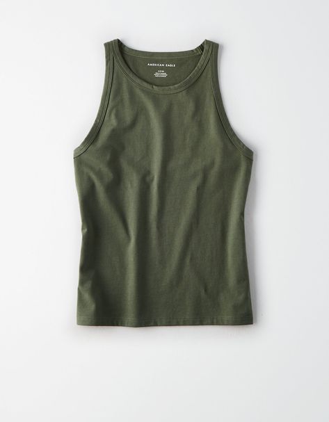 Green Tank Top Outfit, Summer Tank Top Outfits, Layering T Shirts, Womens Activewear Tops, Top Summer Outfits, Cottagecore Clothes, Estilo Country, Tank Top Outfits, High Neck Tank Top