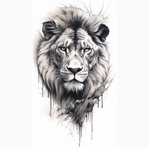 Lion Art Tattoo, Big Cat Tattoo, Aesthetic Animals, Lion Sketch, Tattoo Animal, Lion Head Tattoos, Tiger Tattoo Design, Armband Tattoo Design, Lion Drawing