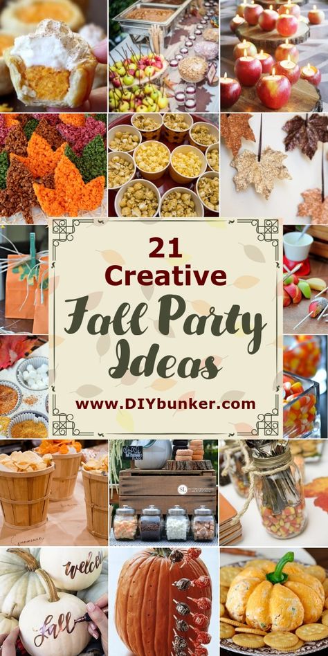 These fall party and decoration ideas are PERFECT for indoor and outdoor backyard parties! Food, games, activities-what more could you ask for? #fall #party #parties #autumn Fall Festival Food, Outdoor Fall Parties, Halloween Food Ideas For Parties, Nacho Salat, Food Ideas For Parties, Fall Party Ideas, Apple Bobbing, Fall Party Food, Fall Bonfire