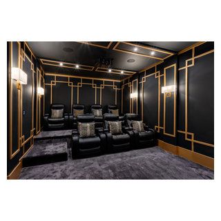 Speakeasy Theater Room, Art Deco Home Theater, Art Deco Movie Theater, Home Theater Decor Ideas, Home Movie Theaters, Home Theatre Rooms, Home Movie Room, Theatre Rooms, Dream Estate