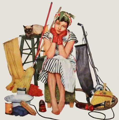 Monotony & Drudgery.... Norman Rockwell Art, Arte Pin Up, Rockwell Paintings, Norman Rockwell Paintings, Old Magazine, Vans Girl, Vintage Housewife, Happy Housewife, Retro Housewife